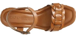 Sandali CafèNoir HL1051 in pelle zeppa fasciata marrone