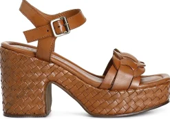 Sandali CafèNoir HL1051 in pelle zeppa fasciata marrone