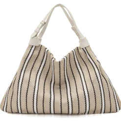 Shopper Canvas bicolor La Carrie 161M-TX-302-CAS borsa avorio