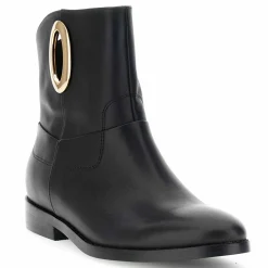 Stivaletto CafèNoir FB1500 scarpe donna in pelle con accessorio ovale nero